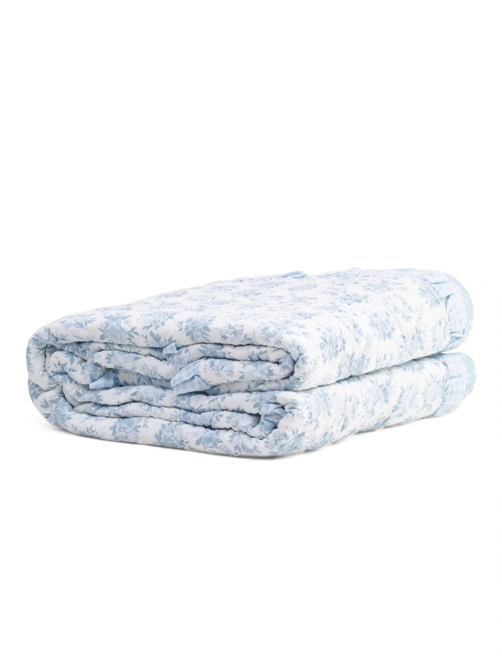 Shabby Chic Light Blue Floral Reversible Quilt Set